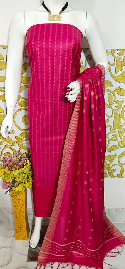 Katan Salab Weaving Design Suit – Premium Silk-Feel Unstitched Ethnic Set